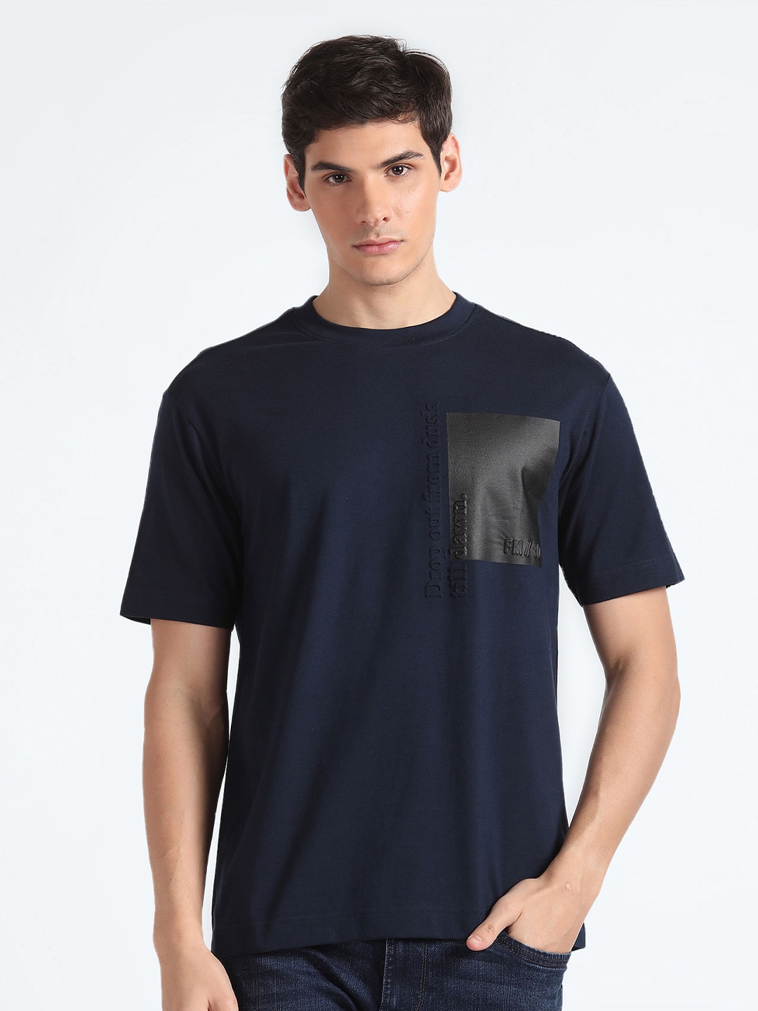 

Flying Machine Pure Cotton Oversized T-Shirt, Navy blue