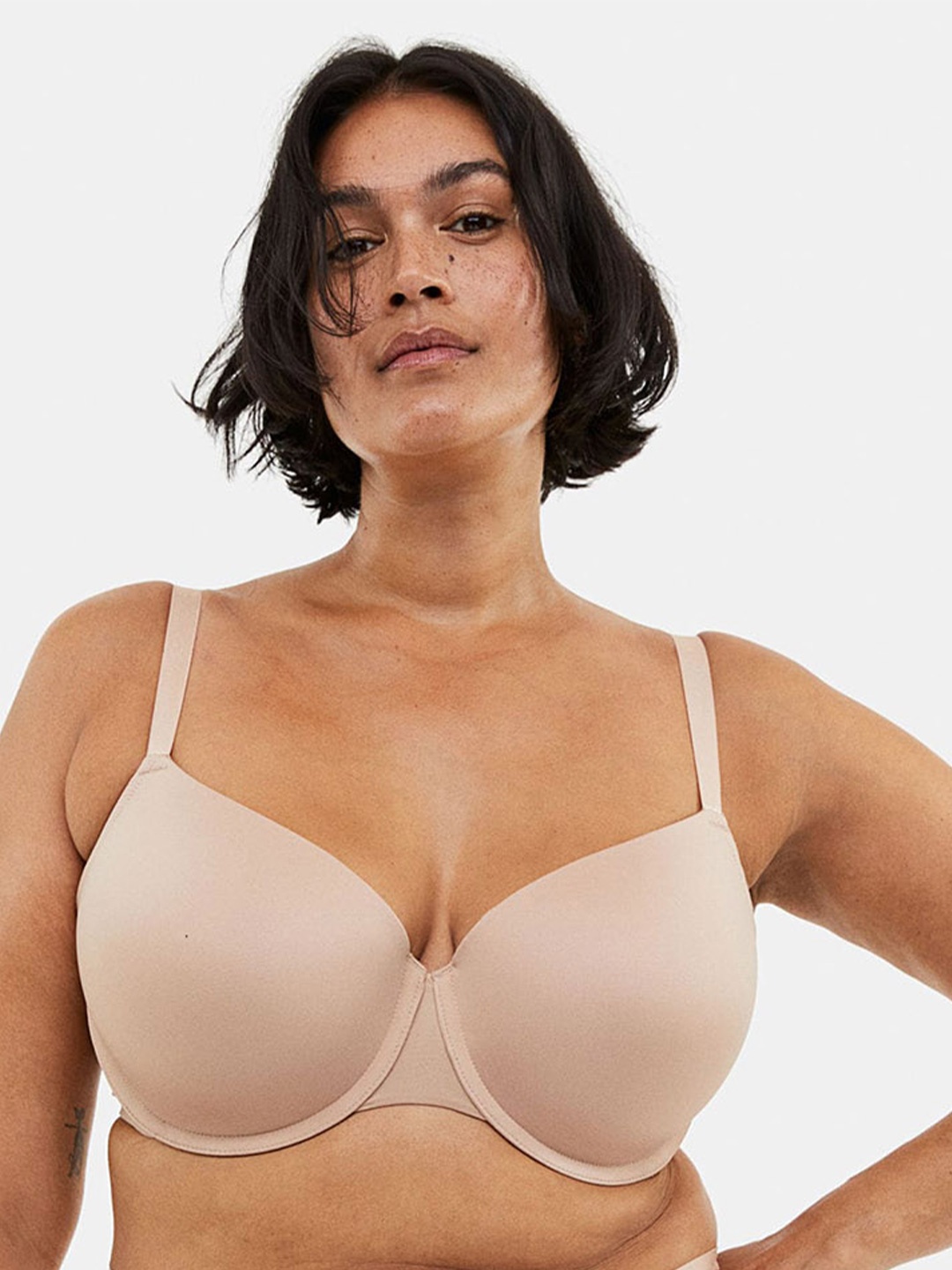 

H&M 2-Pack Microfibre Padded Underwired Bras, Beige