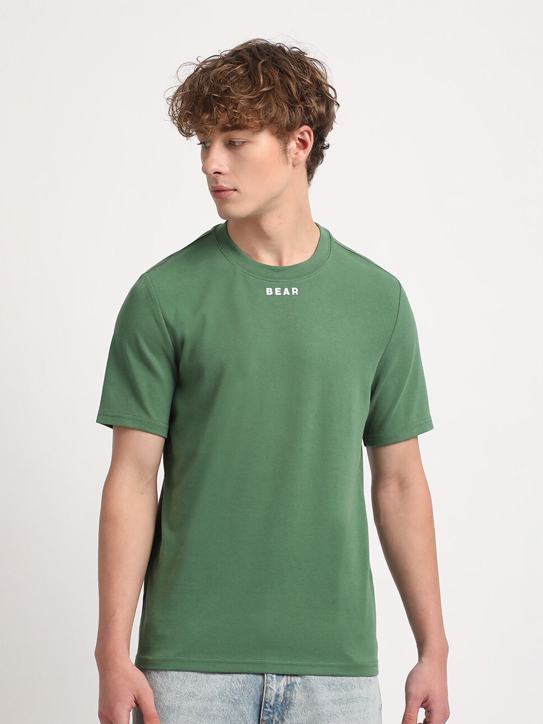 THE BEAR HOUSE Typography Printed Slim Fit T-shirt, Green