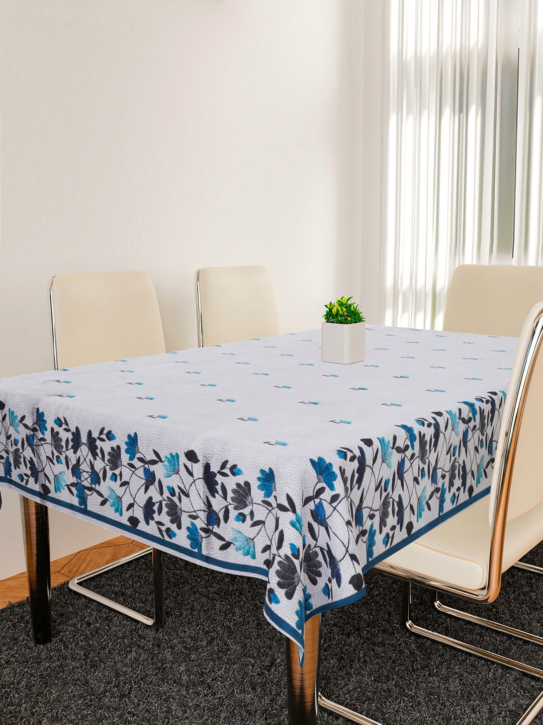 

Kuber Industries Grey & Blue Cotton Digital Printed Table Cover