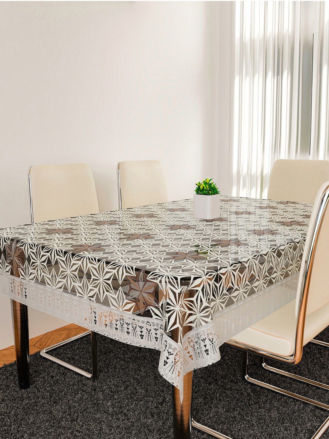 

Kuber Industries Embroidery Table Cover, Cream