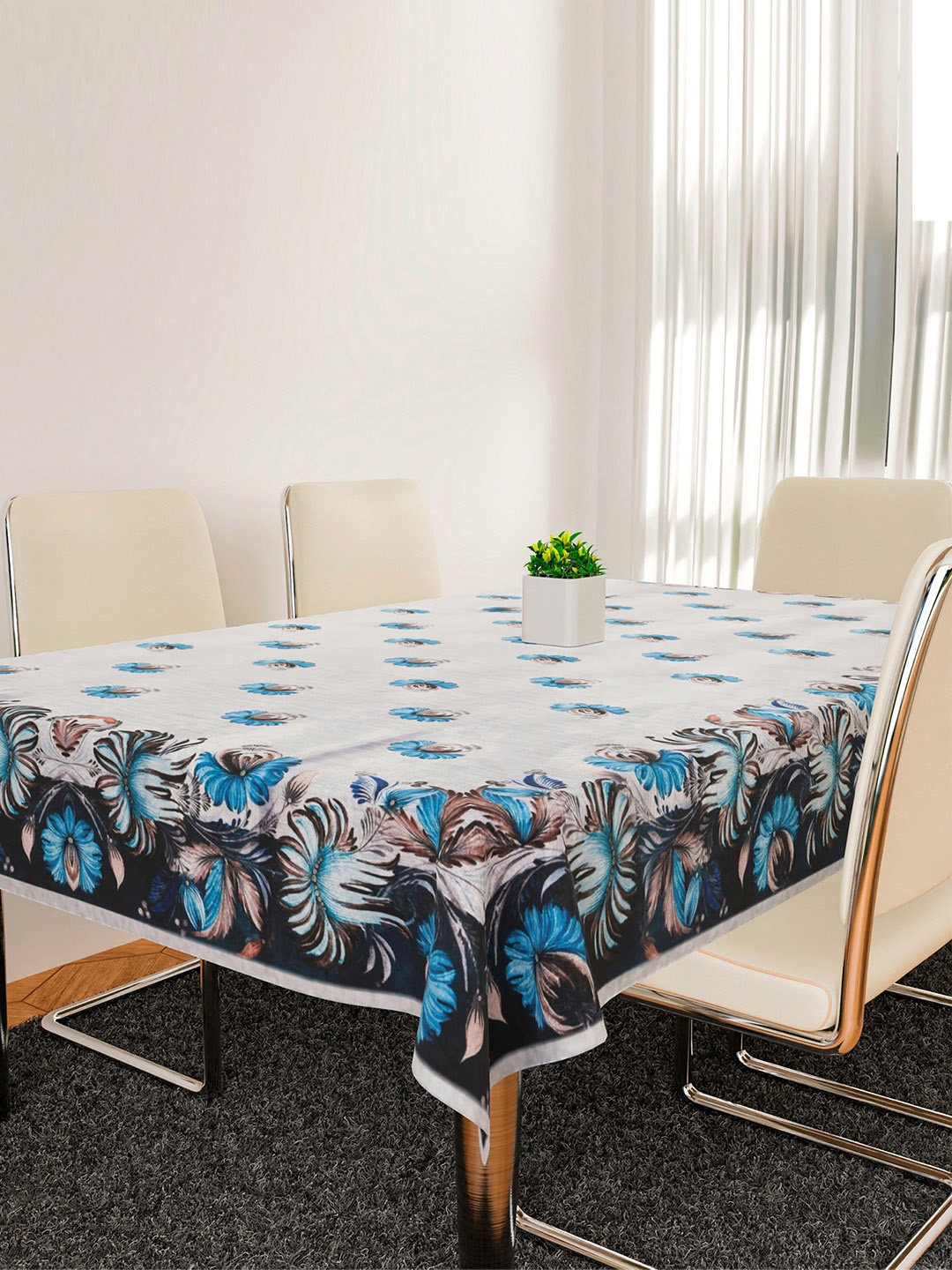 

Kuber Industries Grey & Blue Cotton Digital Printed Table Cover