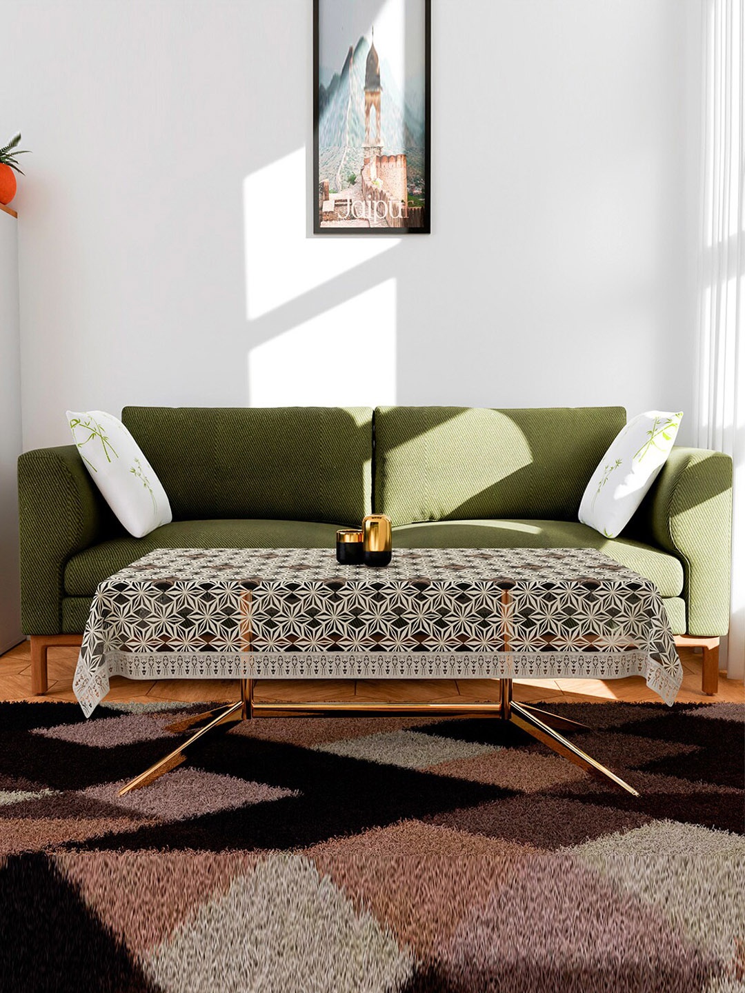 

Kuber Industries Cream Printed Table Cover