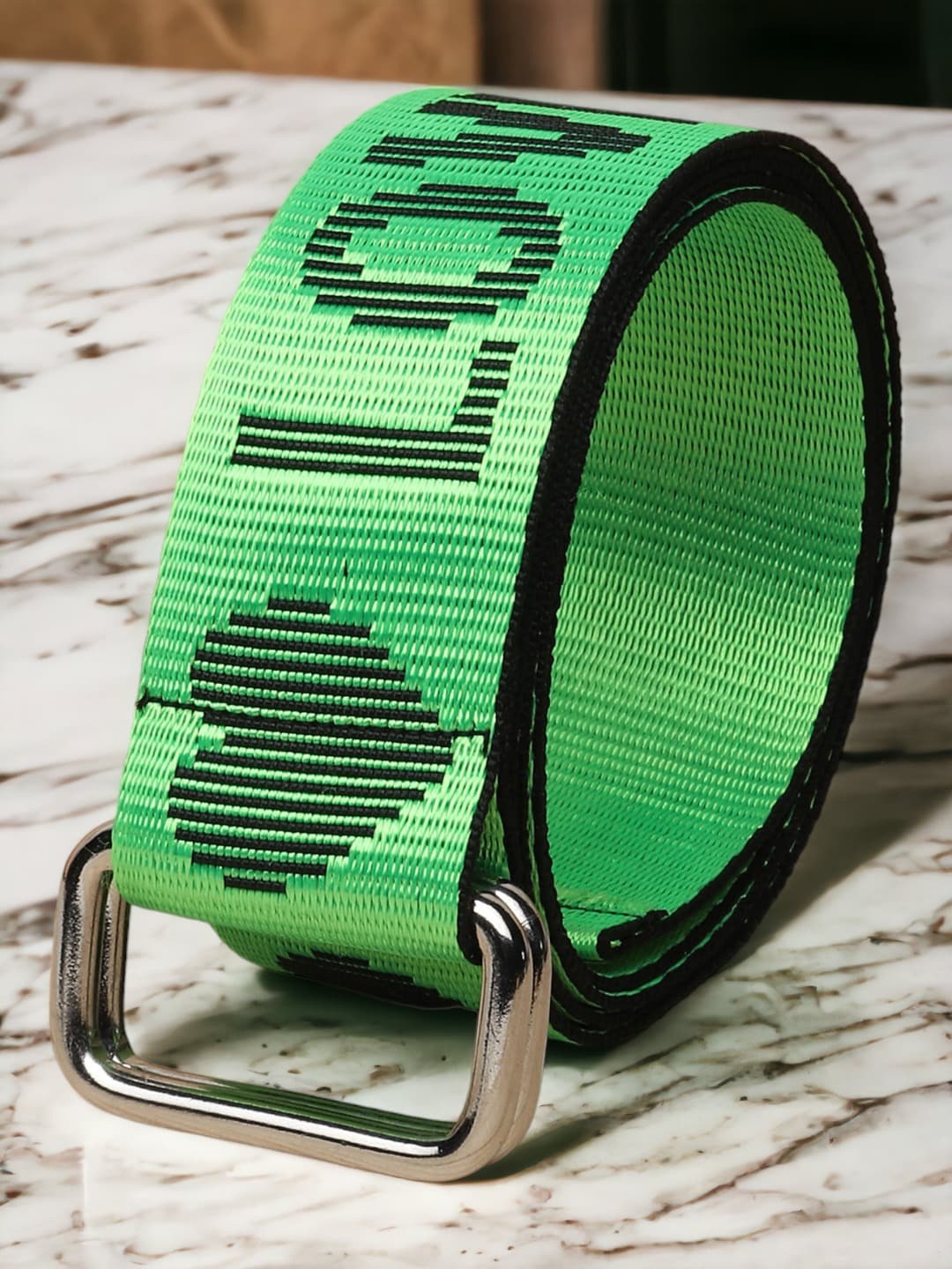 

Roadster Men Green Typography Printed D-Ring Buckle Belt