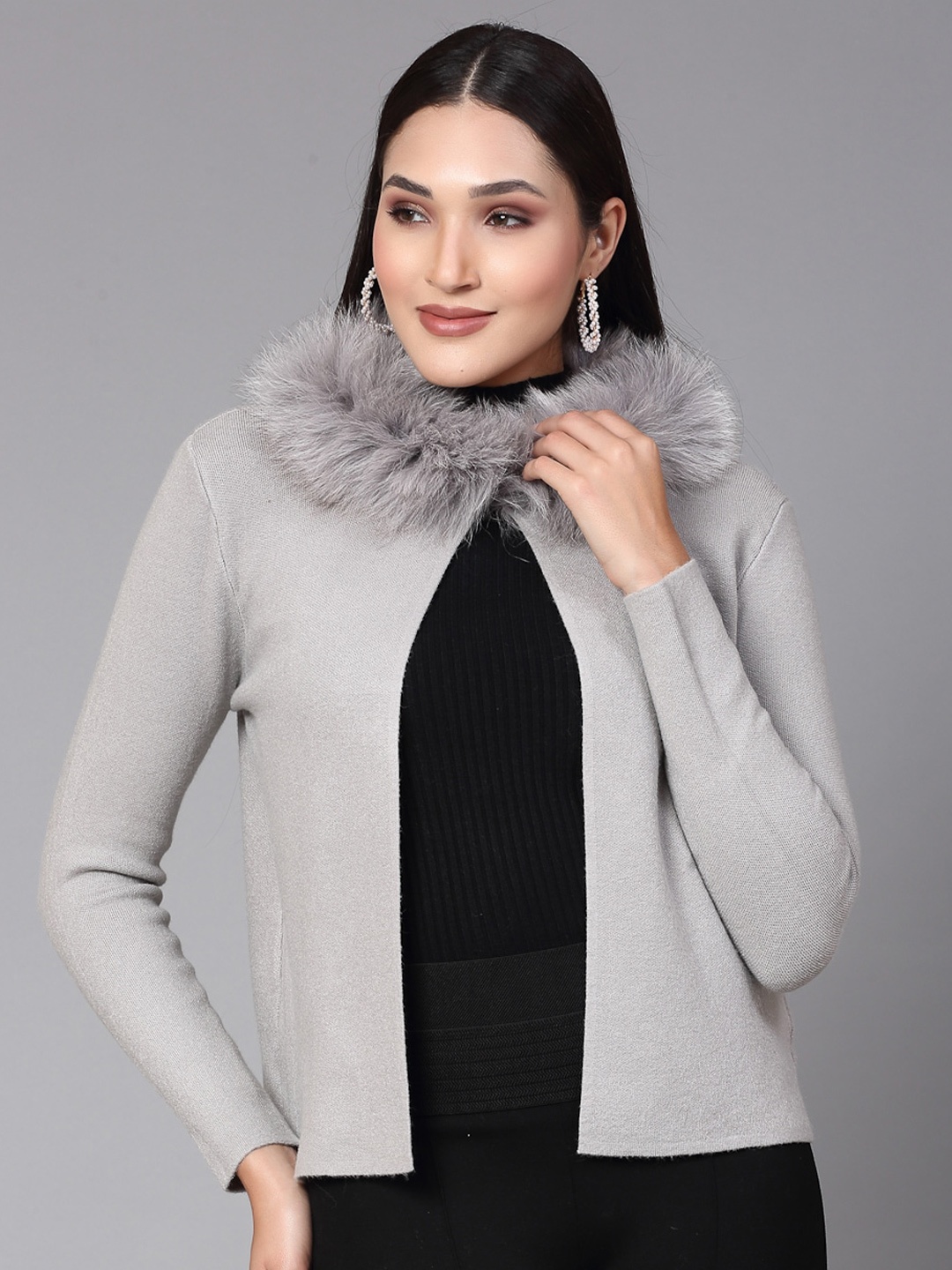 

Mafadeny Open Front Shrug, Grey