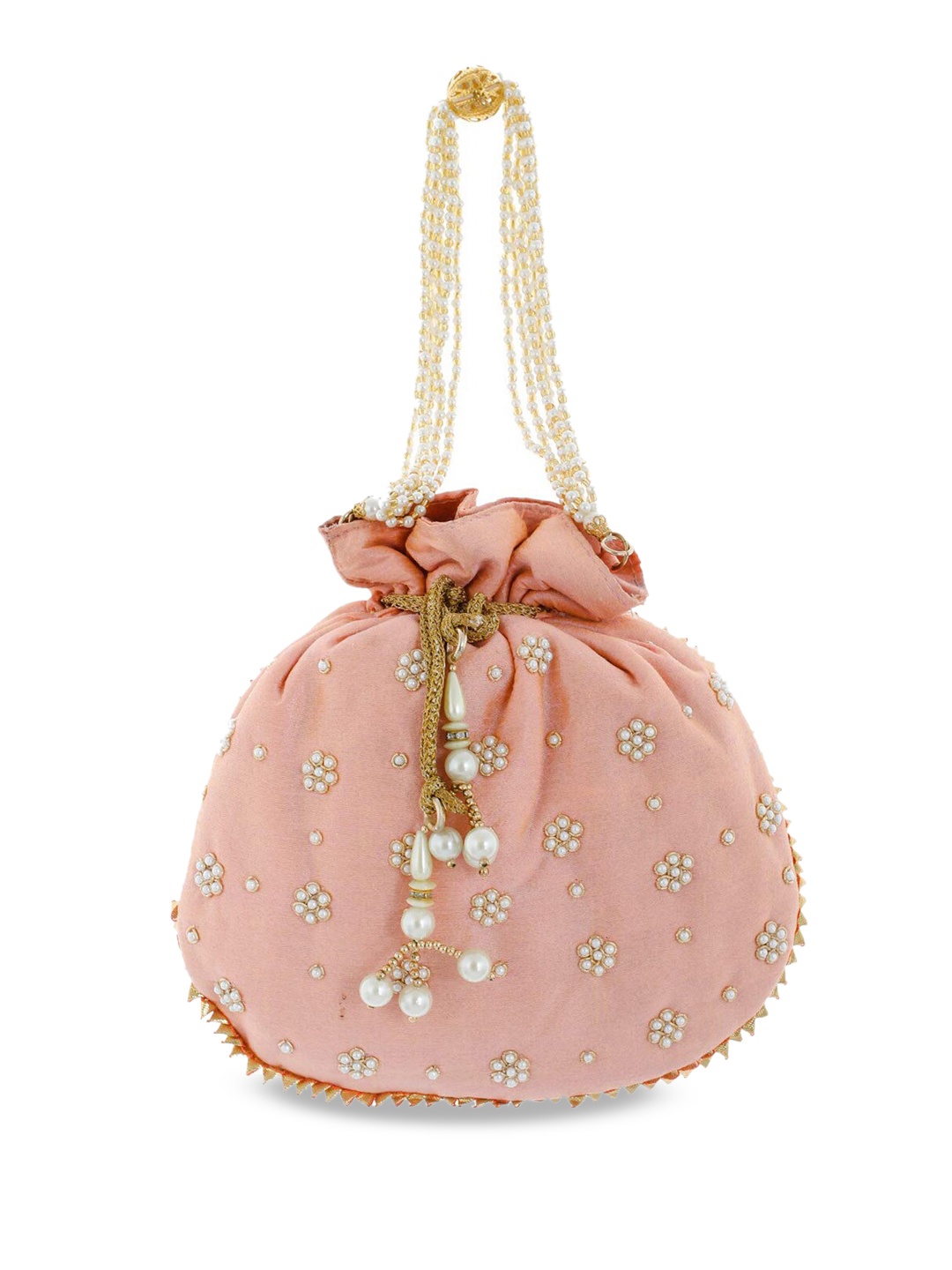 

Kuber Industries Embellished Bucket Sling Bag, Peach