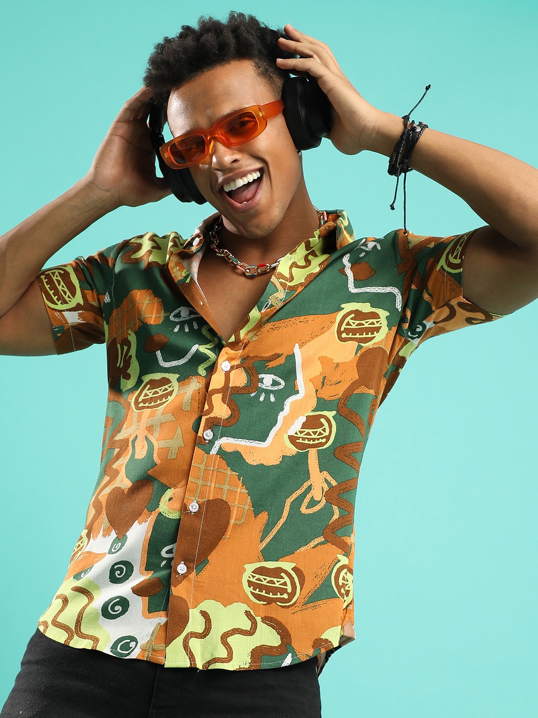 

Campus Sutra Abstract Printed Classic Casual Shirt, Mustard