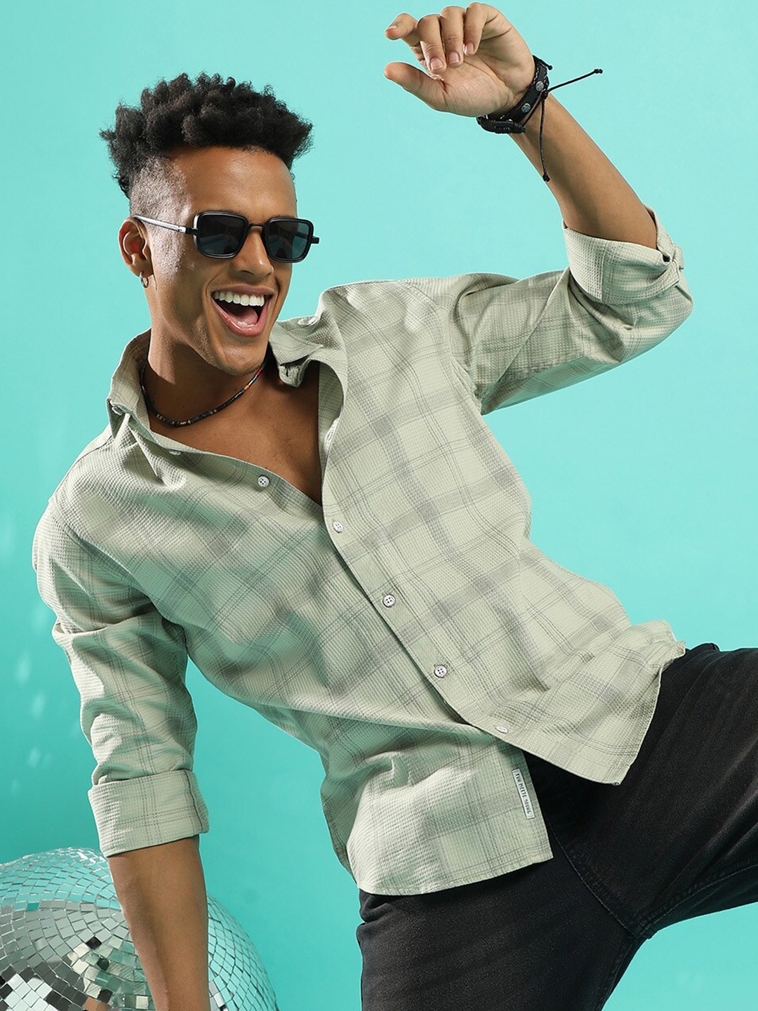 

Campus Sutra Checked Classic Regular Fit Cotton Casual Shirt, Green
