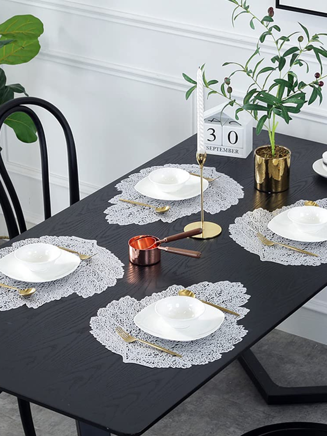 

Dakshya Industries Silver-Toned 4 Pieces Table Placemats