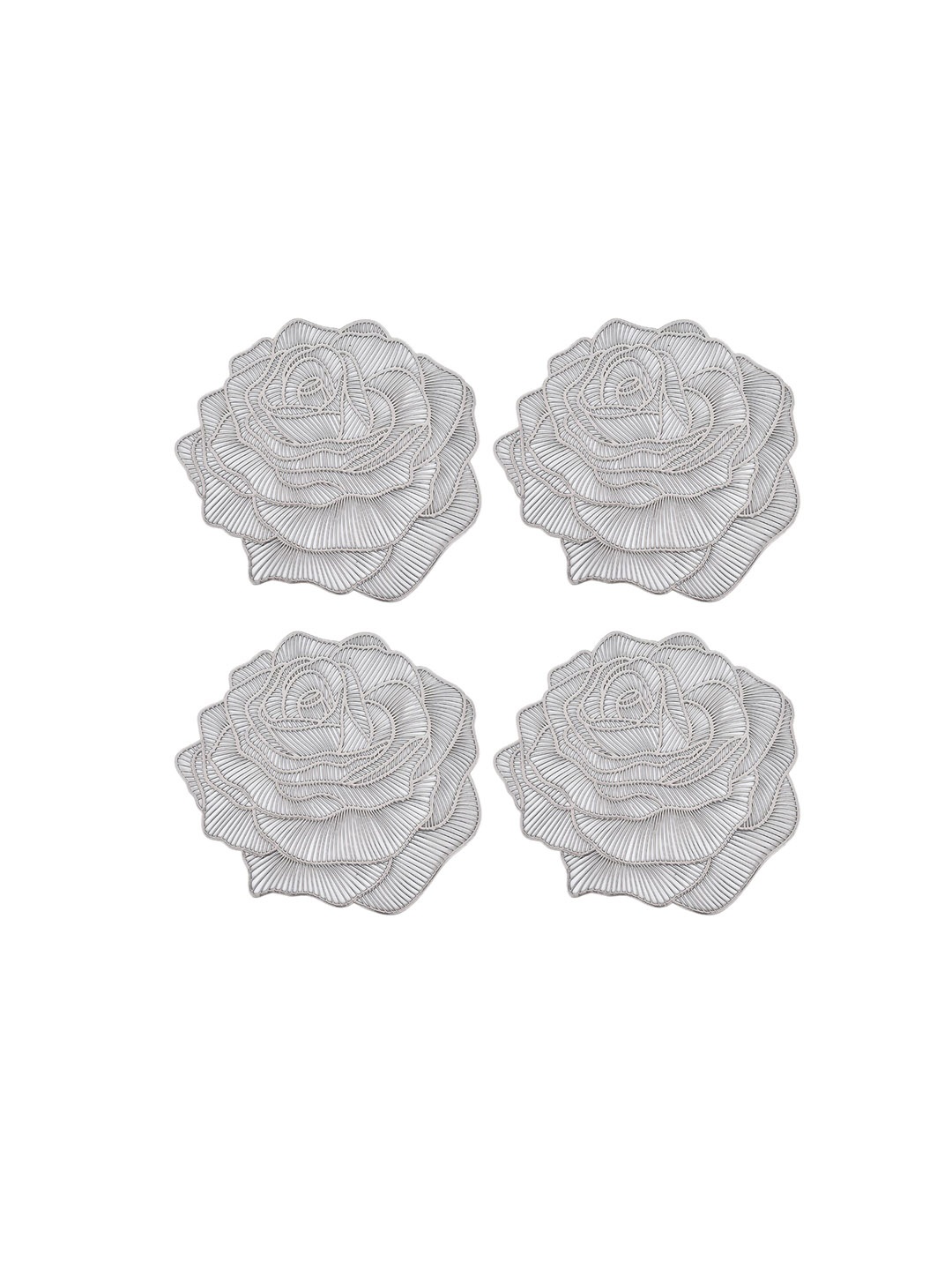 

Dakshya Industries 4 Pcs Grey Floral Textured Table Placemats