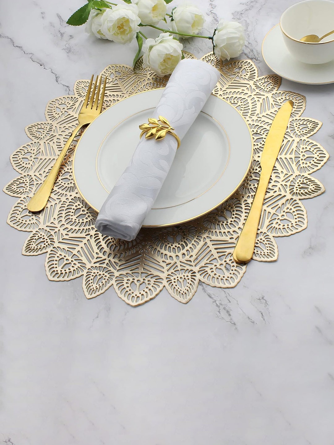 

Dakshya Industries Gold Toned Round Table Placemats