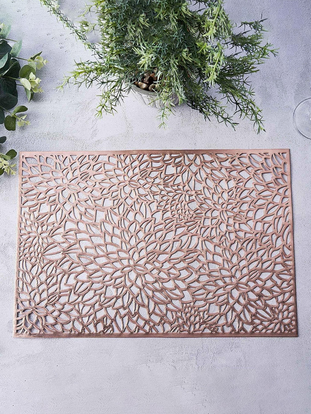 

Dakshya Industries Copper Toned 4 Pieces Rectangular Kitchen Table Placemats