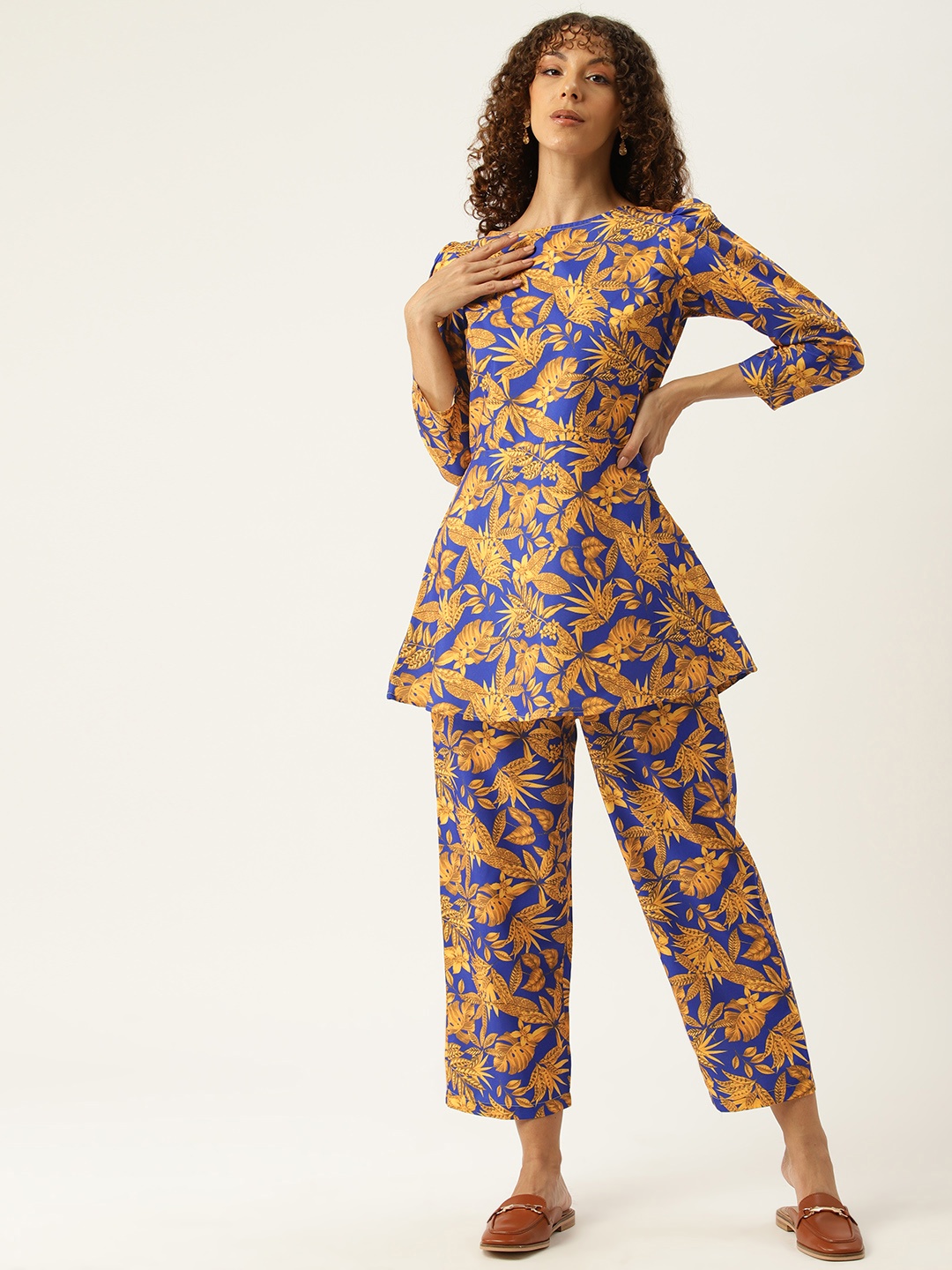 

Sleek Italia Women Printed Tunic with Trousers, Blue