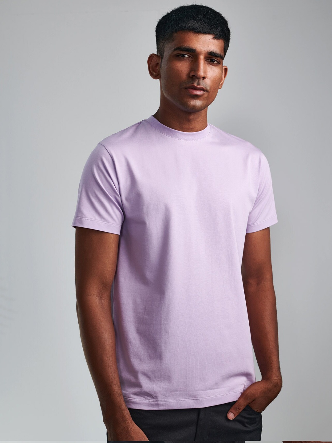 

Beyours Round Neck Regular Fit Casual T-shirt, Lavender