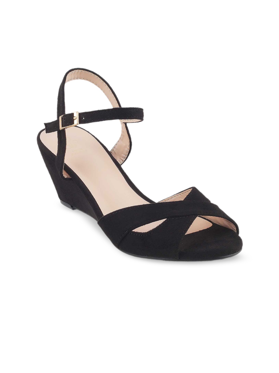 

Tresmode Cross Strap Wedge Heels, Black