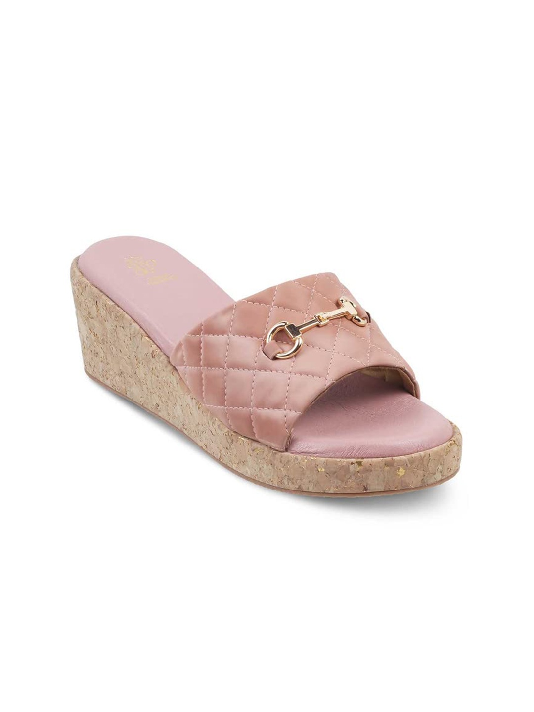 

Tresmode ELA Textured Embellished Open Toe Wedges, Pink