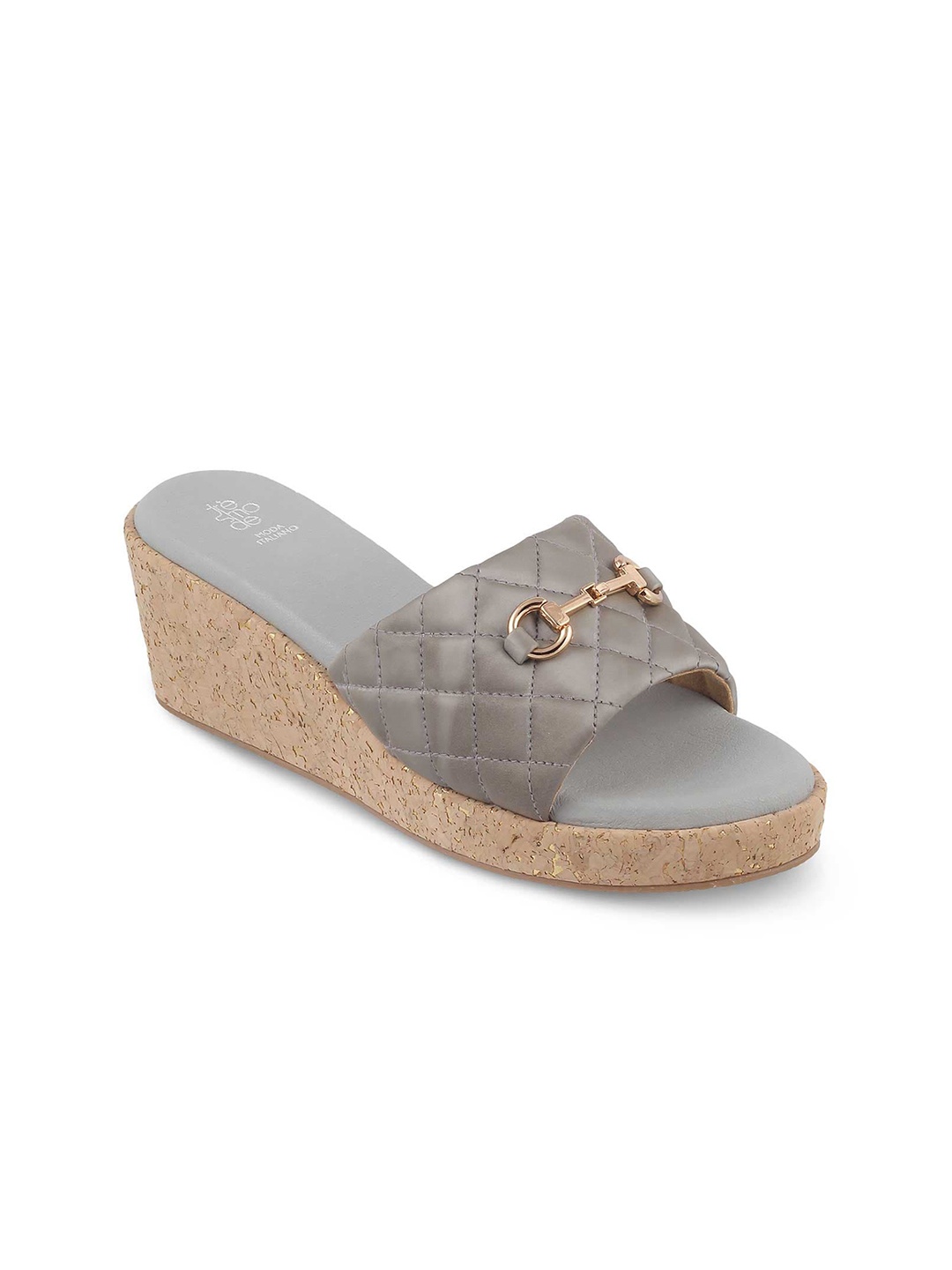 

Tresmode Quilted Buckle Detail Flatform Heels, Grey