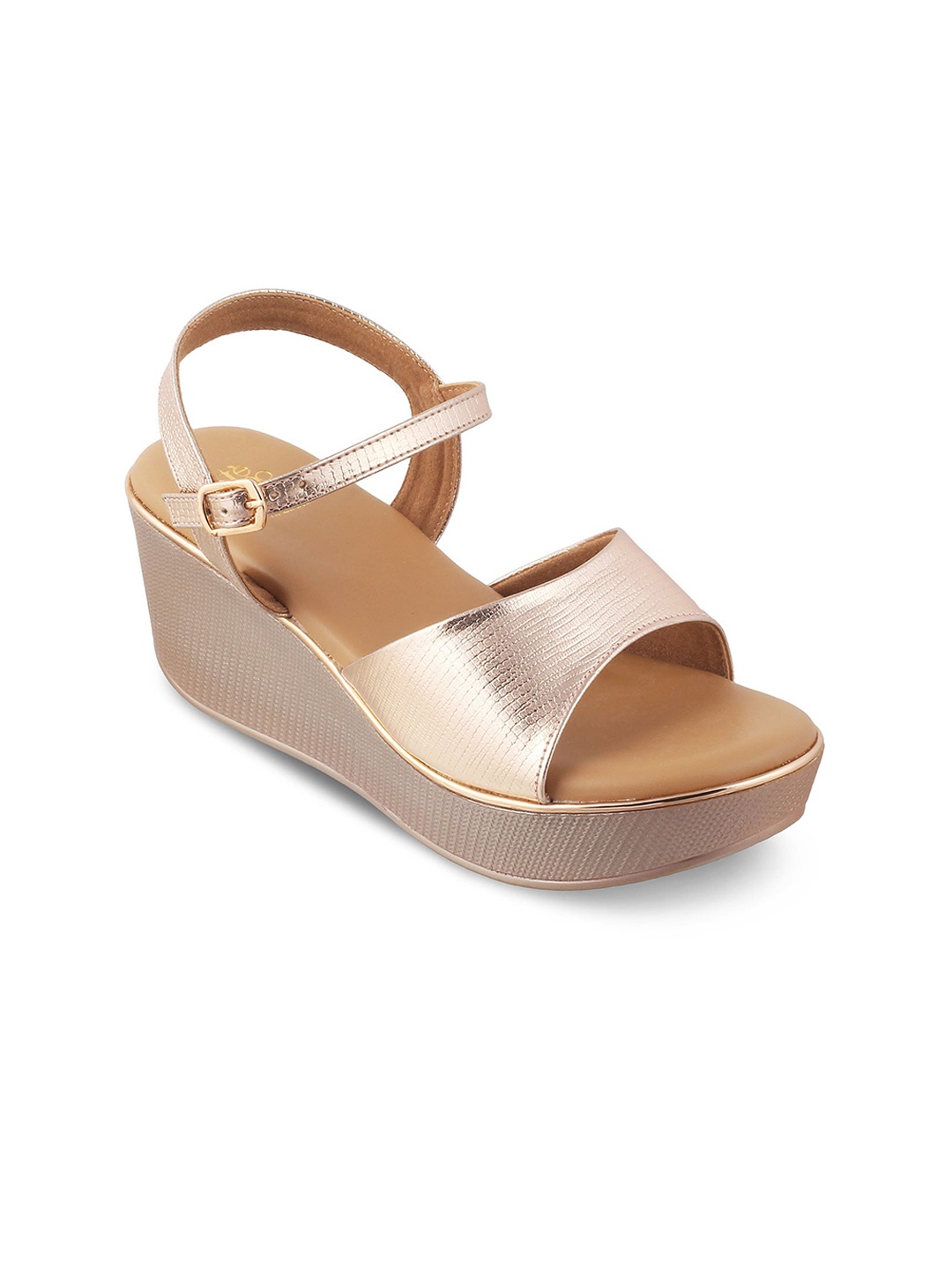 

Tresmode Textured Open Toe Wedge Heels, Champagne