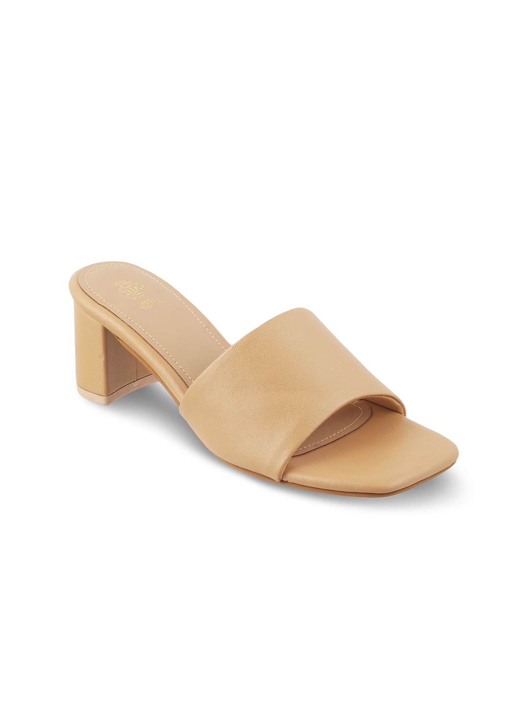 

Tresmode Textured Open Toe Block Heels, Beige