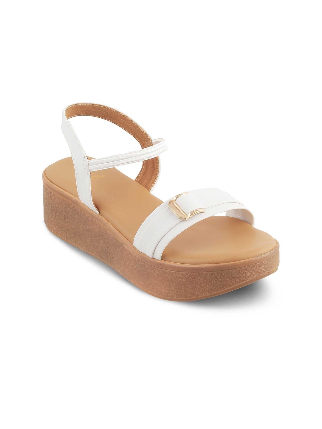 

Tresmode Buckle Embellished Wedge Heels, White