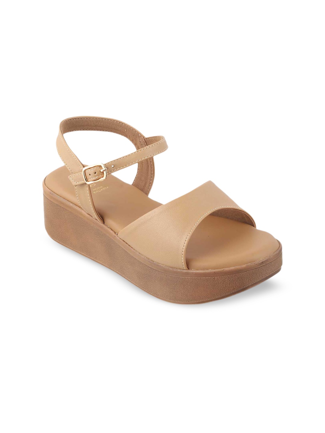 

Tresmode Beige Flatform Sandals with Buckles