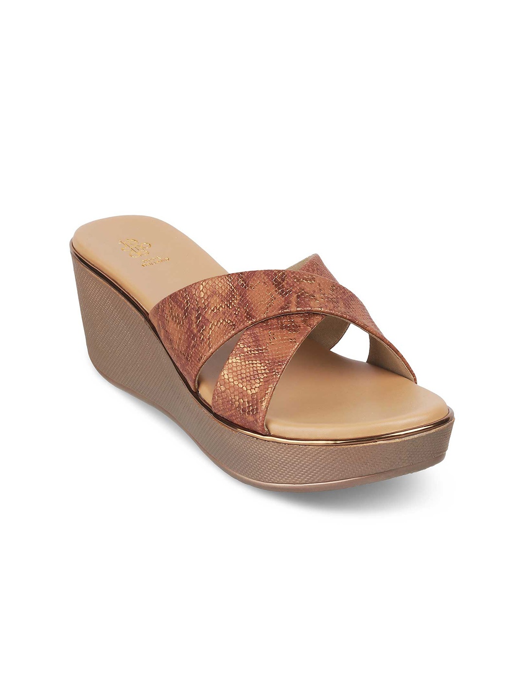 

Tresmode Textured Open Toe Wedge Heels, Bronze