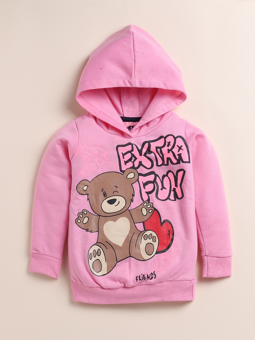 

YK Girls Graphic Printed Hooded Cotton Sweatshirt, Pink