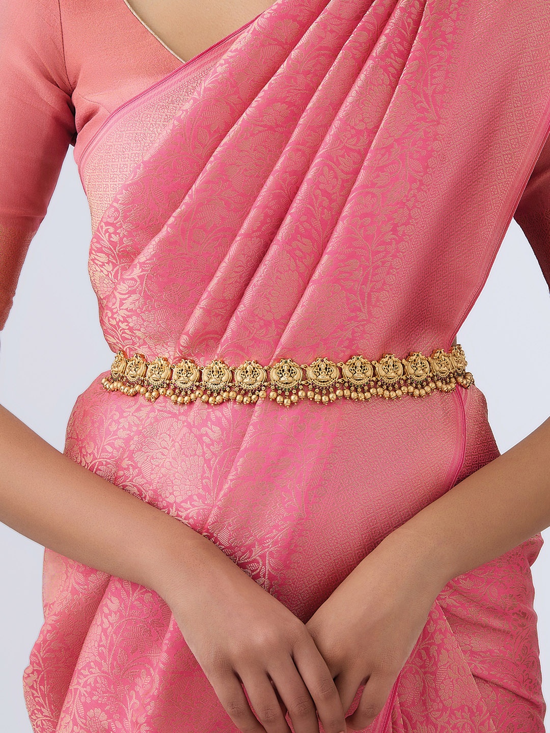

Kushal's Fashion Jewellery Gold-Plated Ruby-Studded Antique Kamarbandh