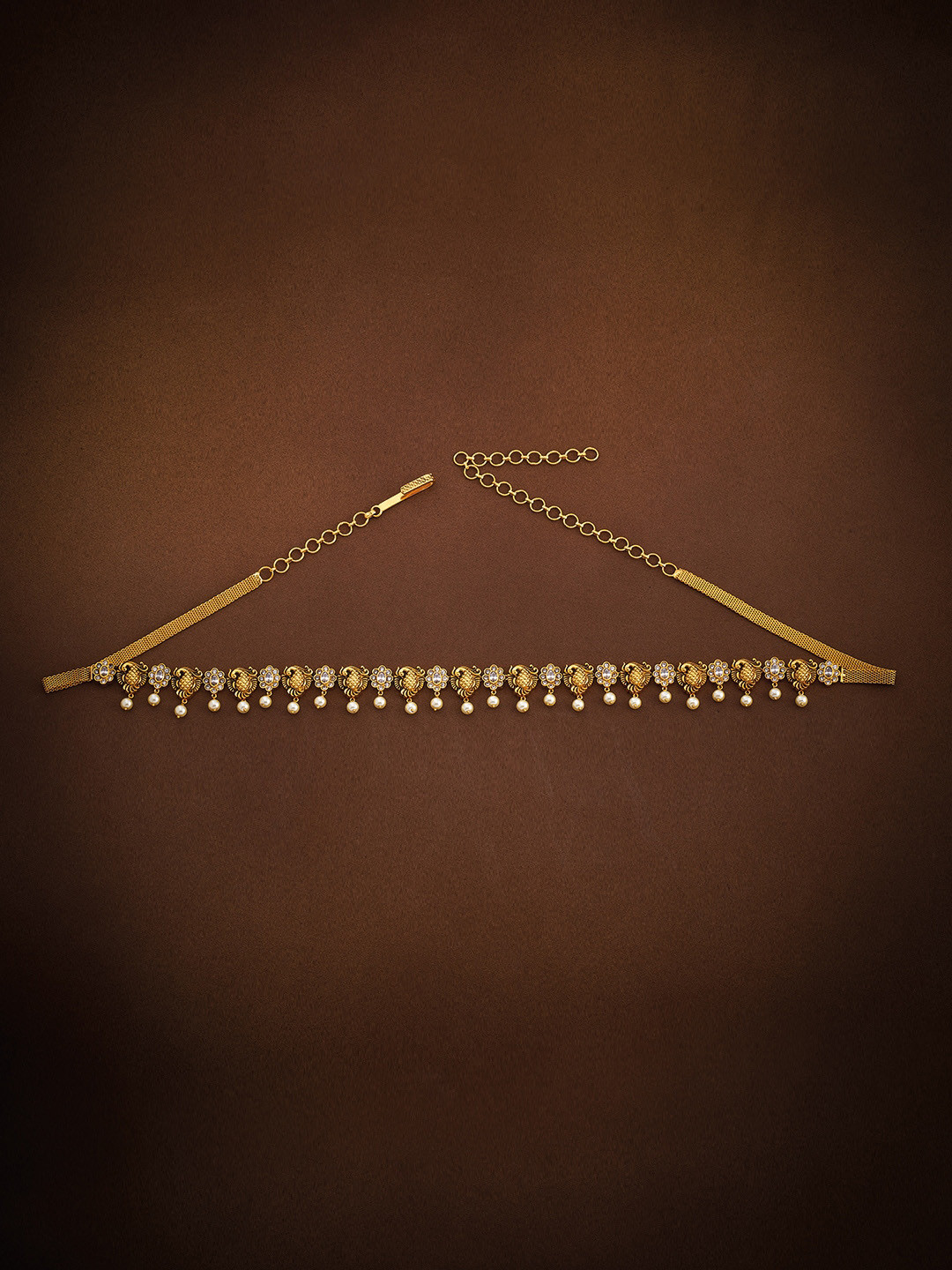 

Kushal's Fashion Jewellery Gold-Plated CZ-Studded Antique Kamarbandh