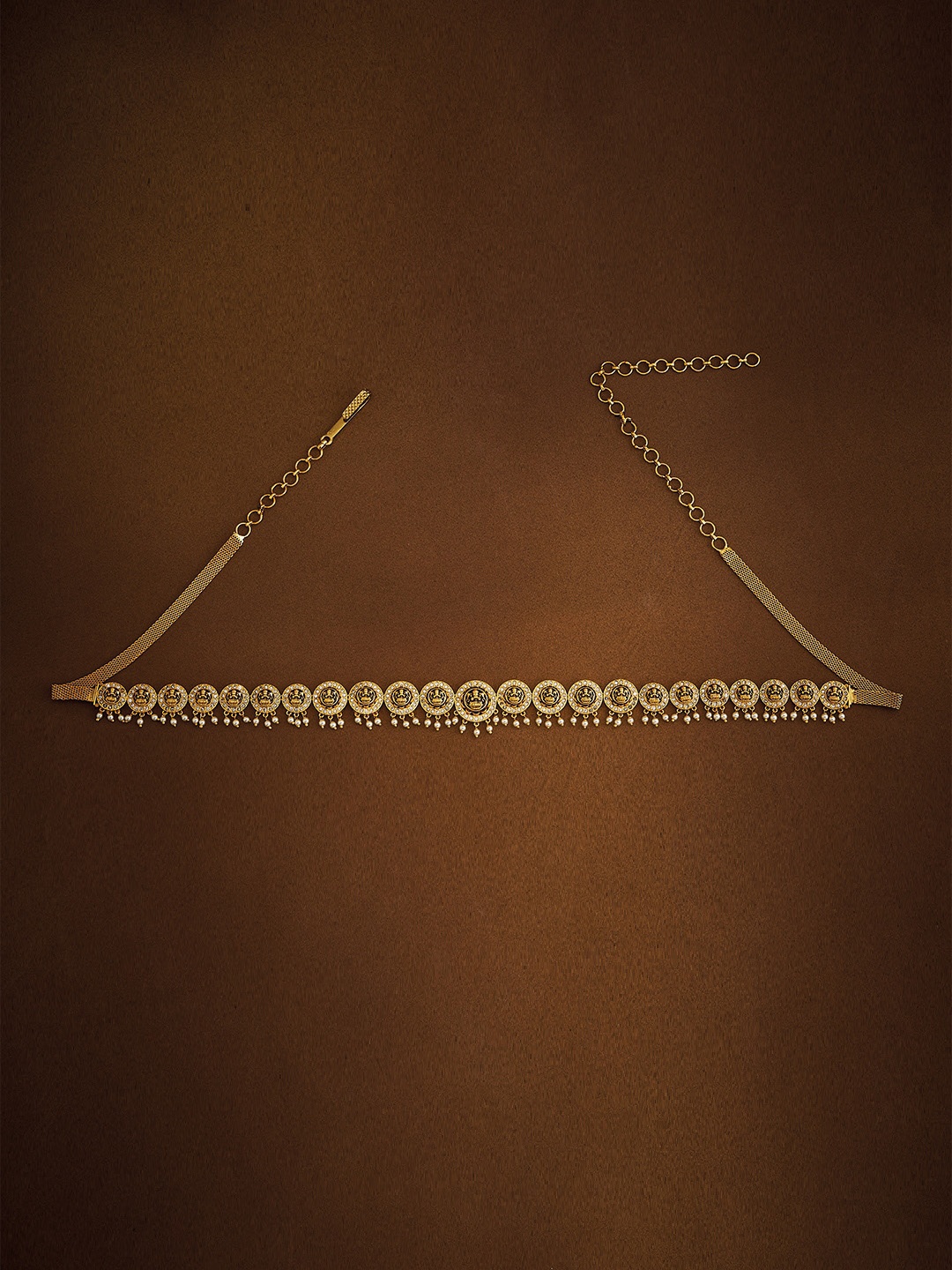 

Kushal's Fashion Jewellery Gold-Plated CZ-Studded Antique Kamarbandh