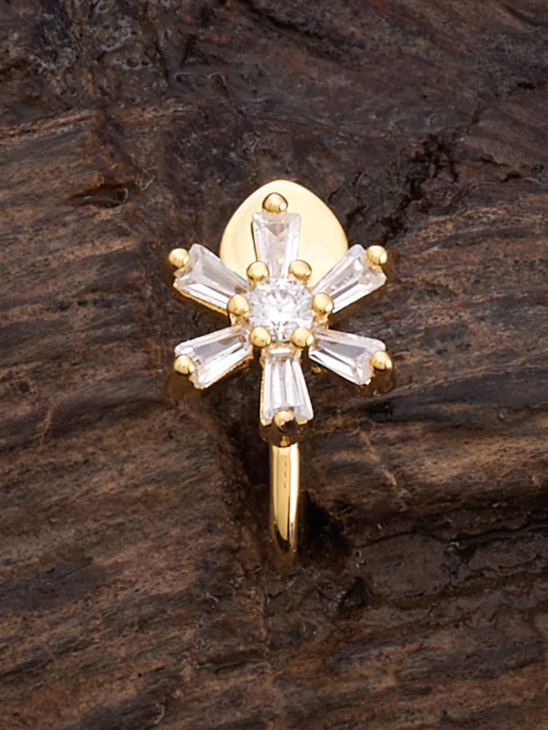 

Kushal's Fashion Jewellery Gold-Plated Zircon-studded Nath
