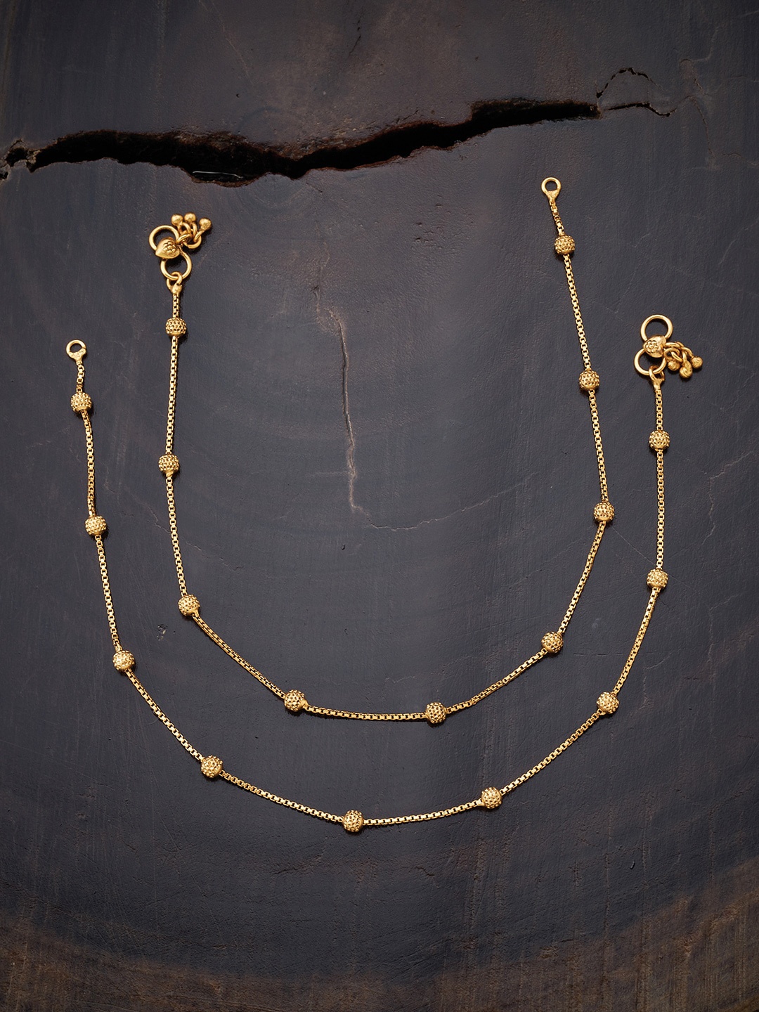 

Kushal's Fashion Jewellery Set of 2 Gold-Plated Anklet