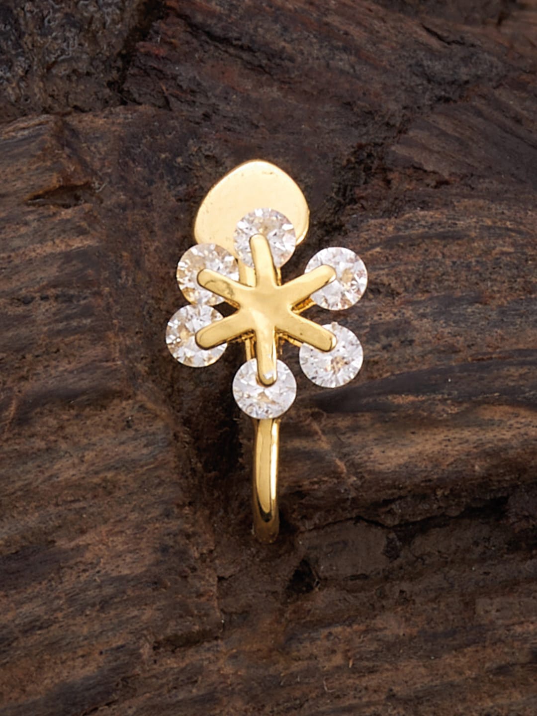 

Kushal's Fashion Jewellery Gold-plated Zircon-studded Nath