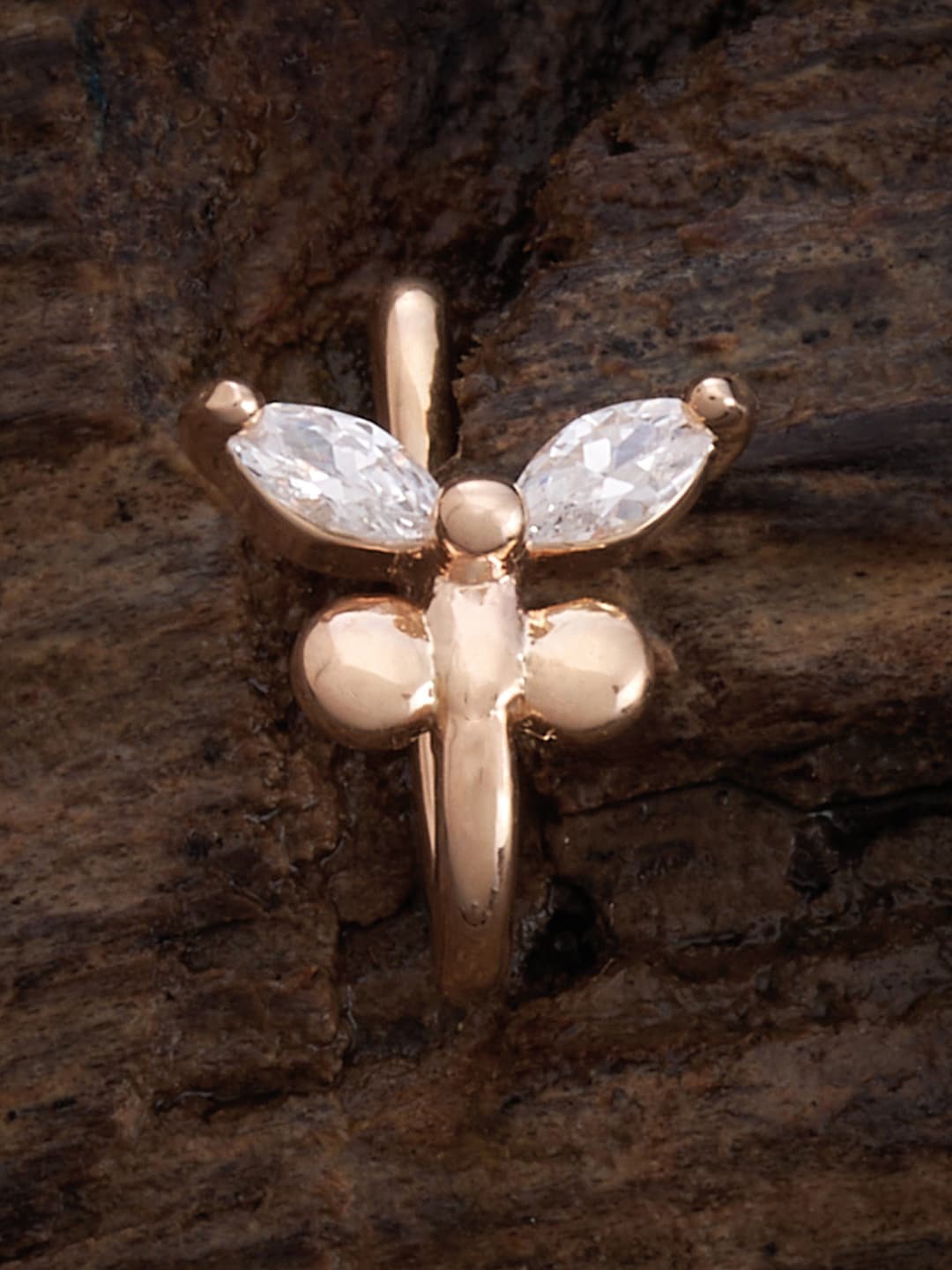 

Kushal's Fashion Jewellery Rose Gold-Plated Zircon-studded Nath