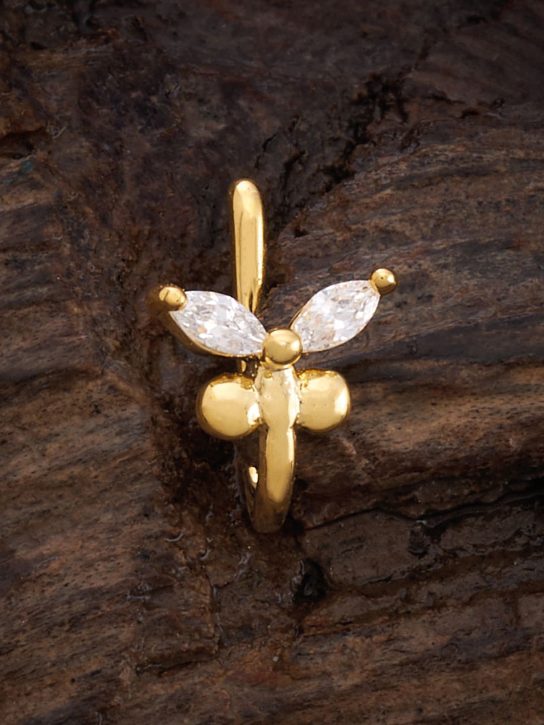 

Kushal's Fashion Jewellery Gold-Plated Zircon-studded Nath
