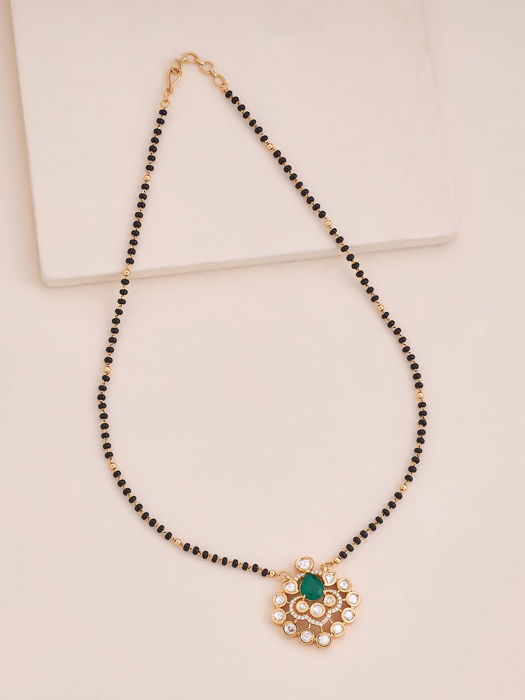 

Kushal's Fashion Jewellery Kundan-Studded & Beaded Mangalsutra, Gold