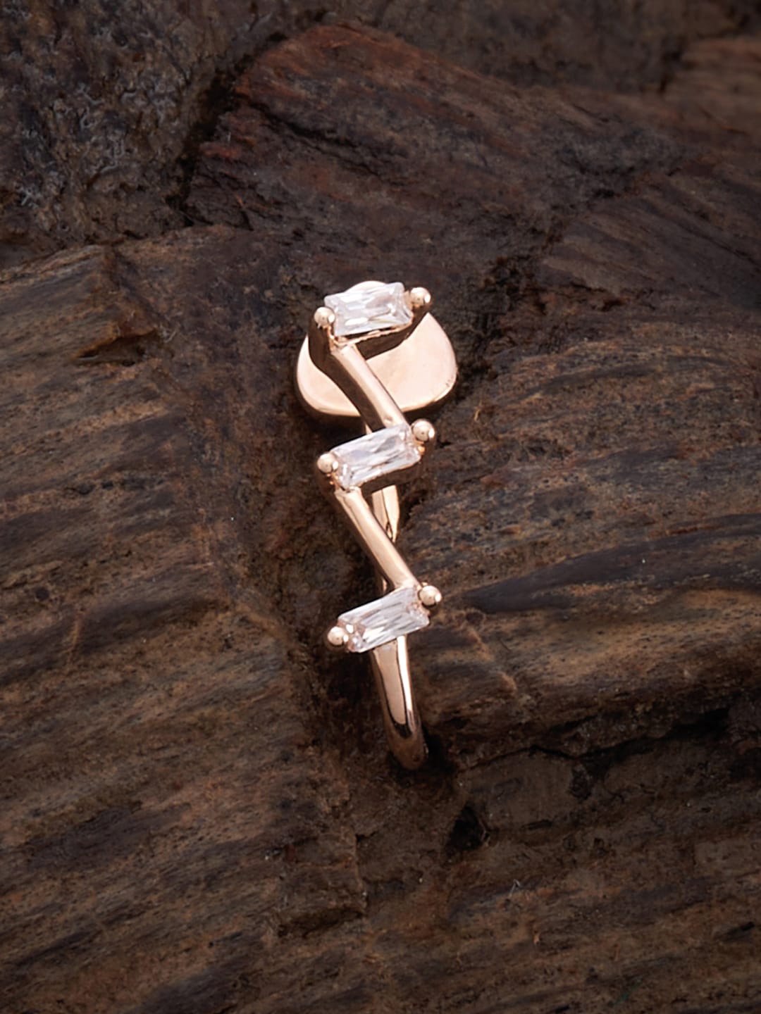 

Kushal's Fashion Jewellery Rose Gold-Plated Zircon-studded Nath
