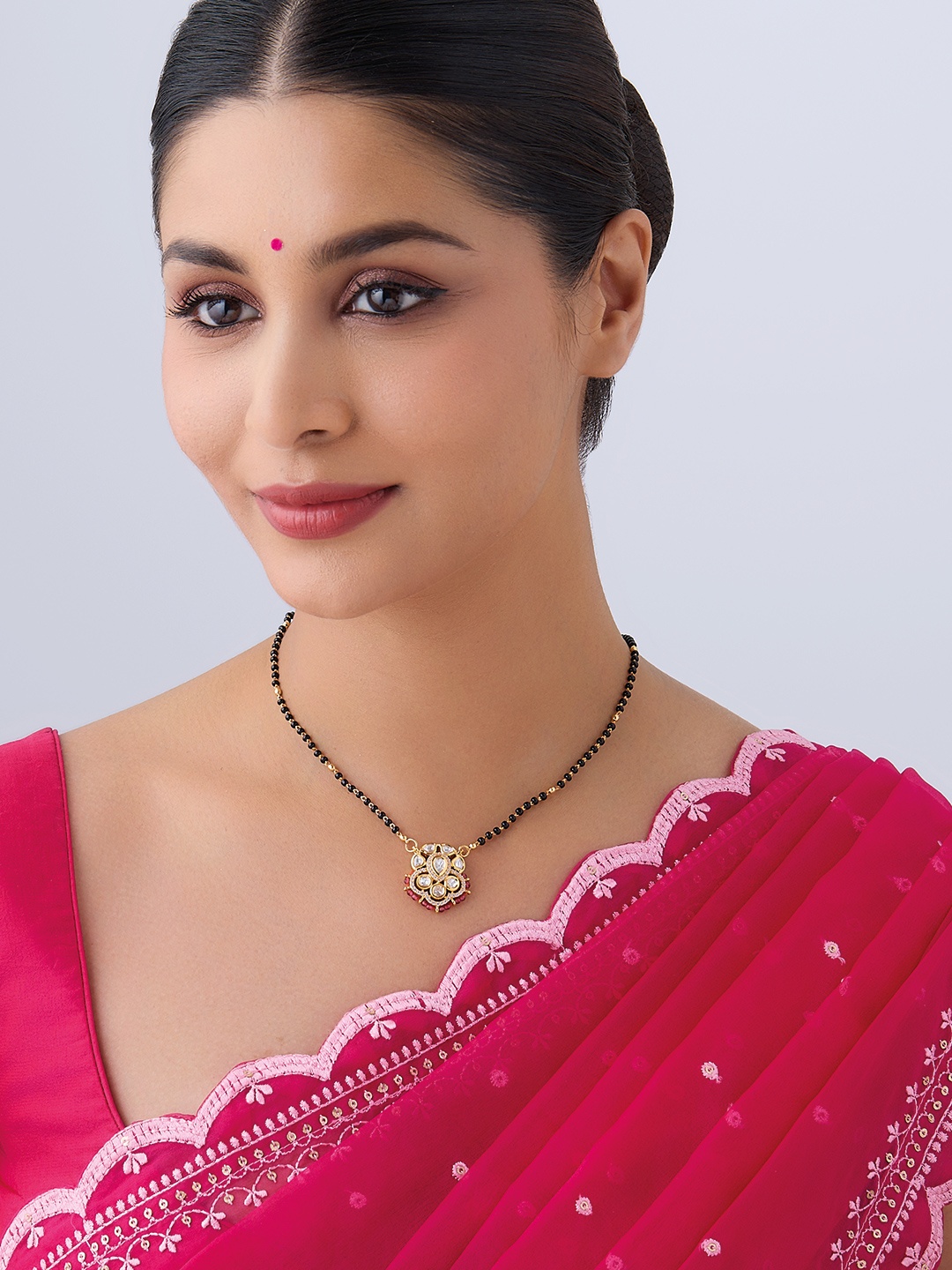 

Kushal's Fashion Jewellery Kundan-studded & Beaded Mangalsutra, Gold