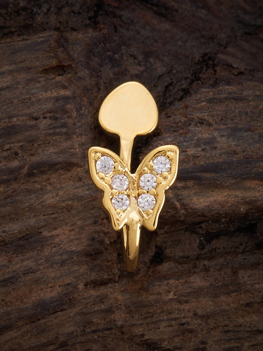 

Kushal's Fashion Jewellery Gold-Plated Zircon-studded Nath