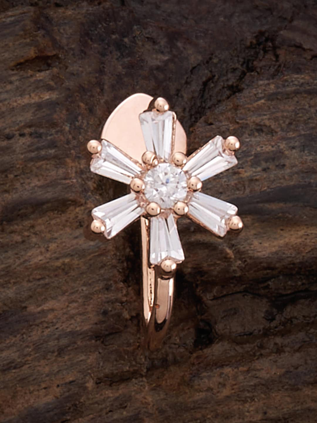 

Kushal's Fashion Jewellery Rose Gold-Plated Zircon-studded Nath