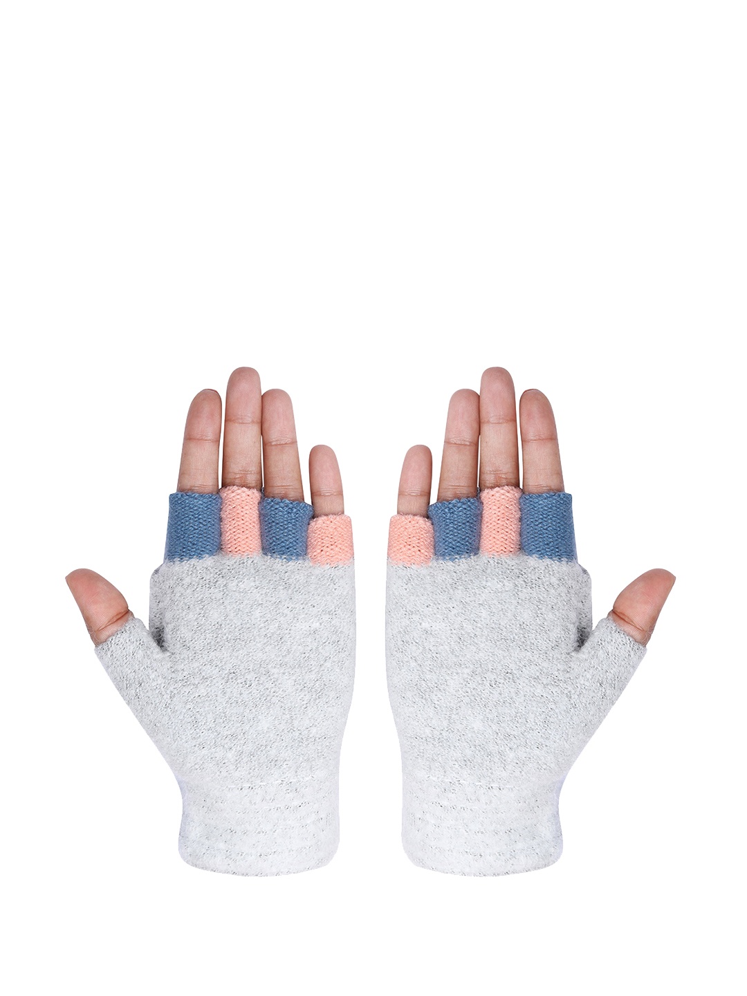 

LOOM LEGACY Winter Acrylic Half Finger Hand Gloves, Grey