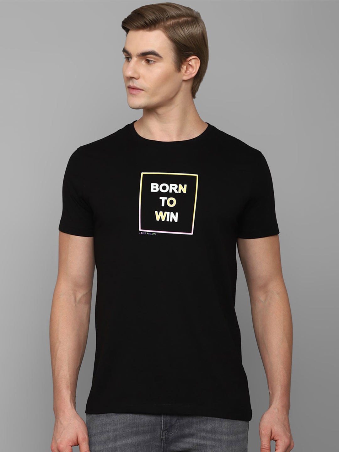 

Louis Philippe Sport Typography Printed Pure Cotton T-shirt, Black