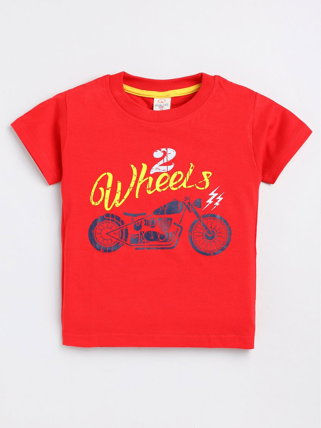 

Olio Kids Boys Typography Printed Round Neck Cotton T-shirt, Red