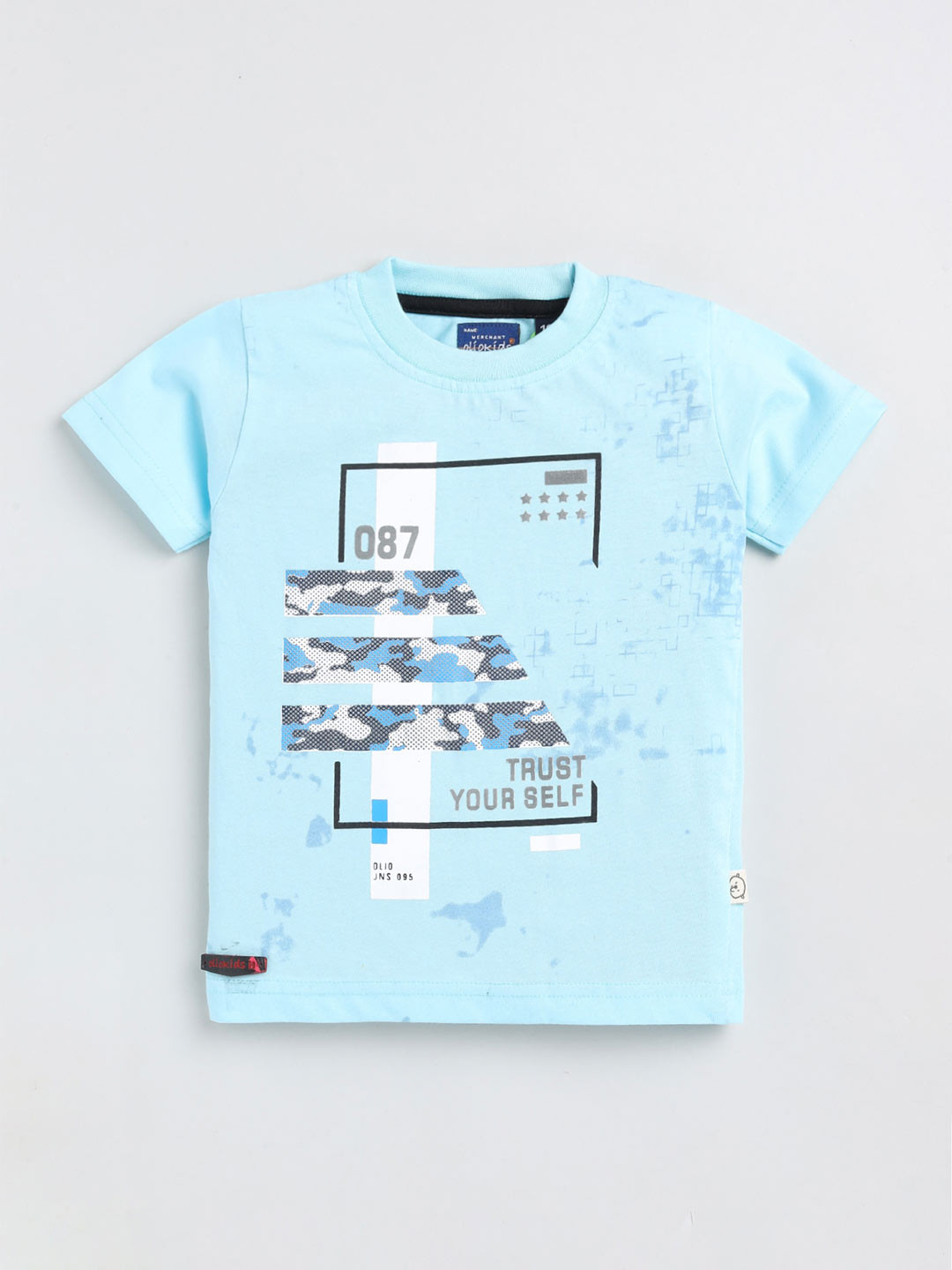 

Olio Kids Boys Typography Printed Round Neck Cotton T-shirt, Blue