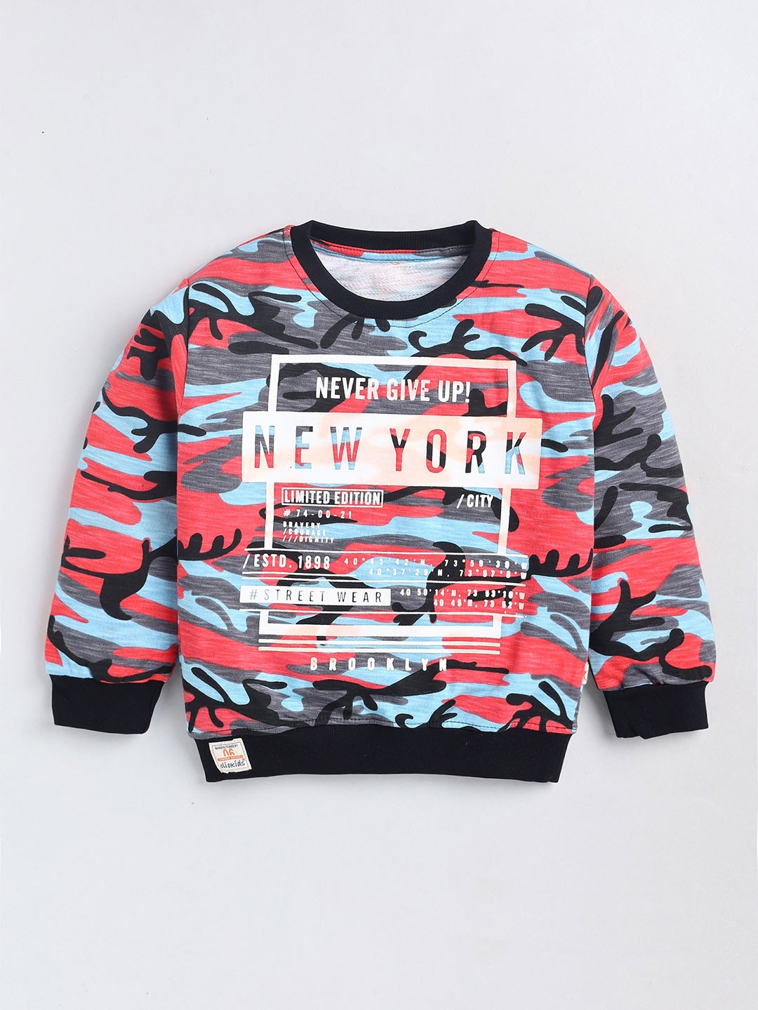 

Olio Kids Boys Abstract Printed Cotton Pullover Sweatshirt, Red