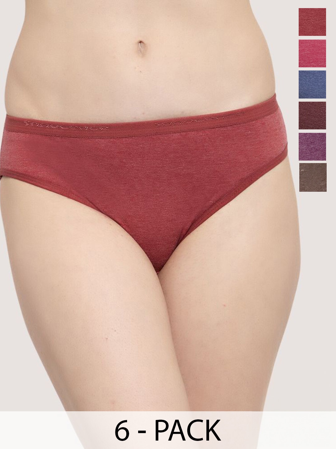 

Innocence Pack Of 6 Mid Rise Cotton Hipster Briefs, Brown