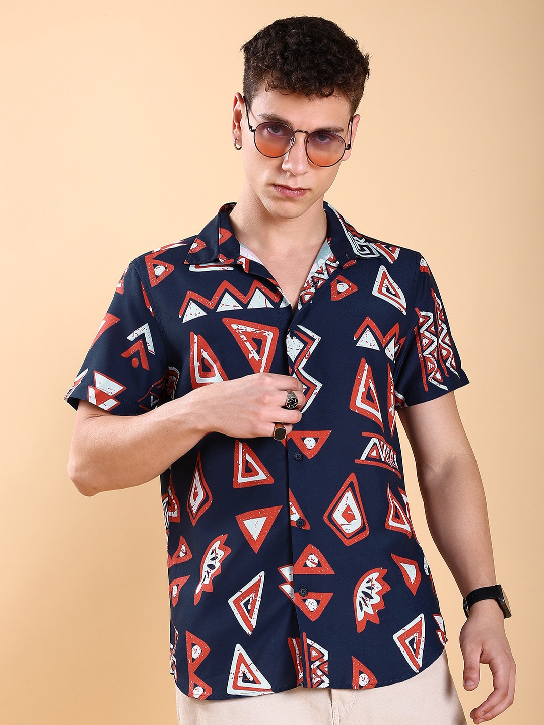 

KETCH Geometric Printed Casual Shirt, Navy blue