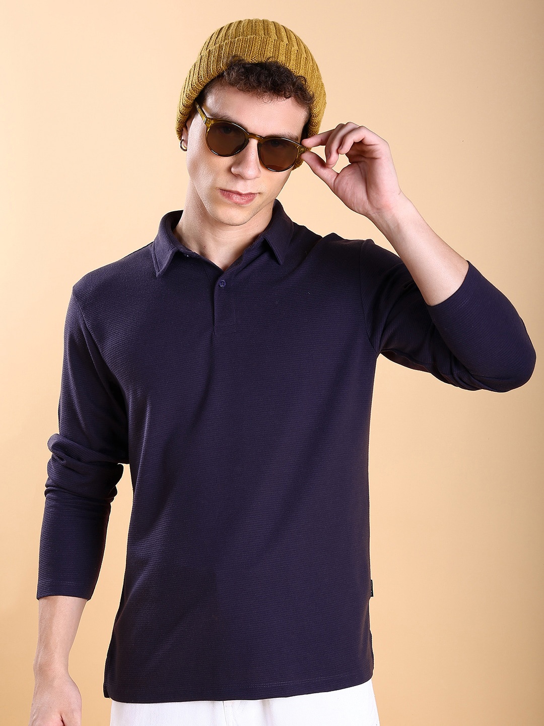 

KETCH Polo Collar Popcorn Structured T-shirt, Purple