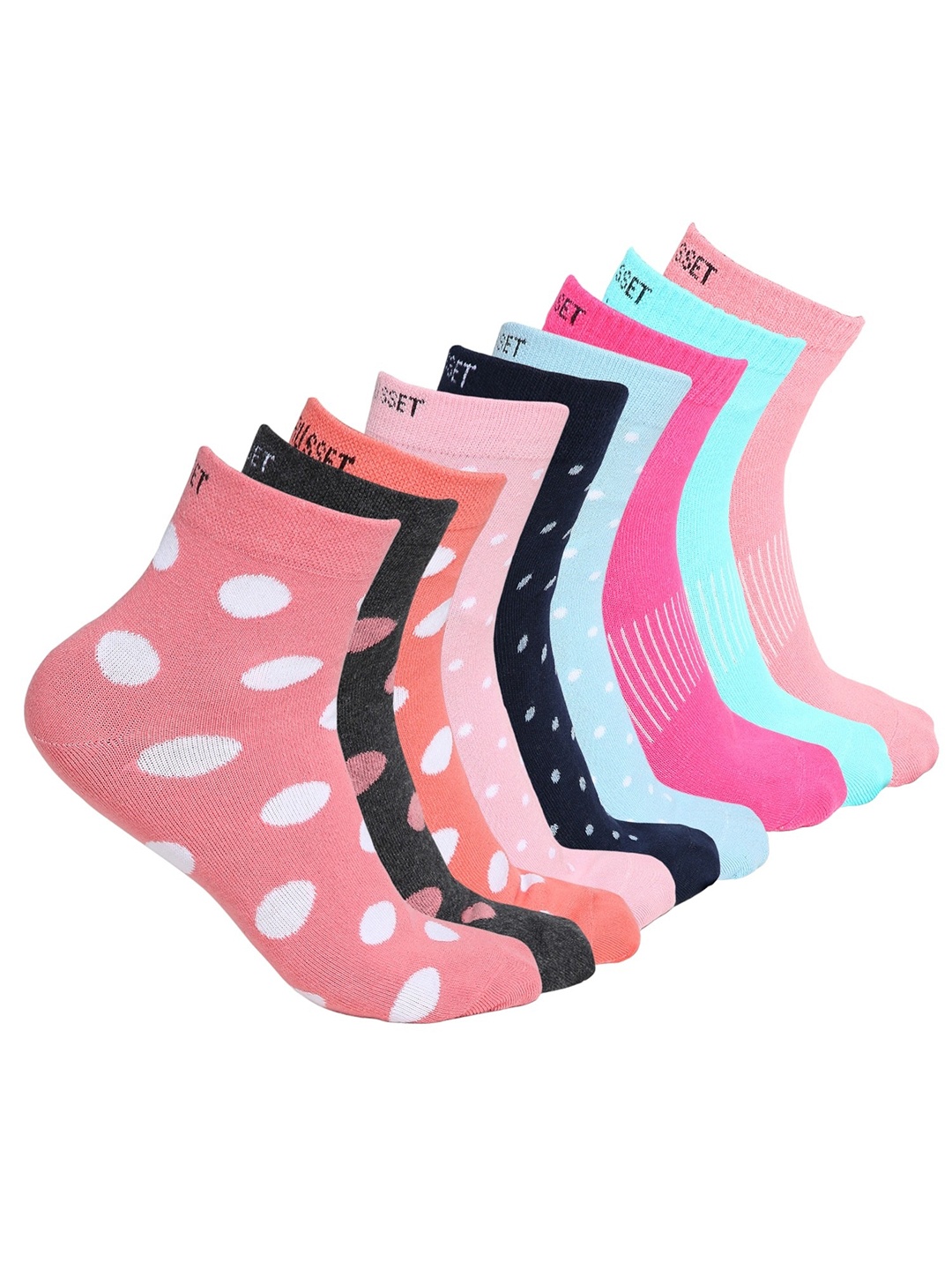 

CRUSSET Women Pack Of 9 Assorted Above Ankle-Length Socks