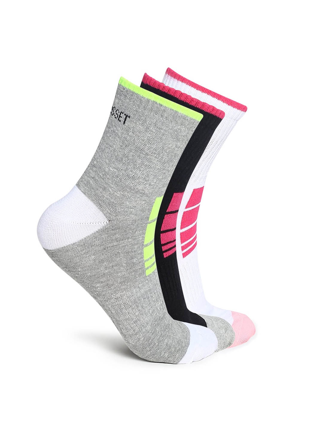 

CRUSSET Women Pack Of 3 Assorted Striped Above Ankle-Length Cotton Socks